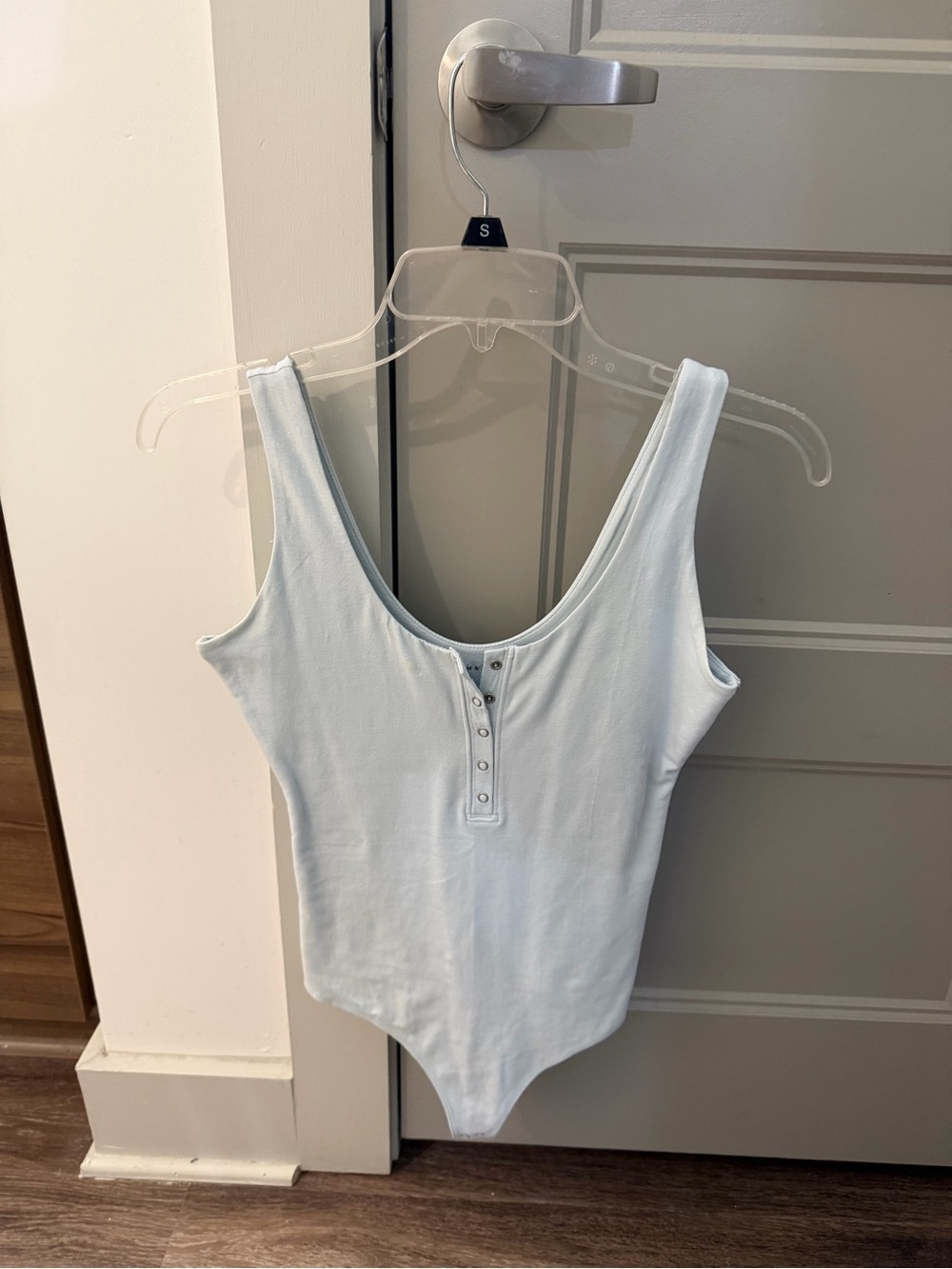 Abercrombie & Fitch Light Blue Ribbed Snap-Front Bodysuit